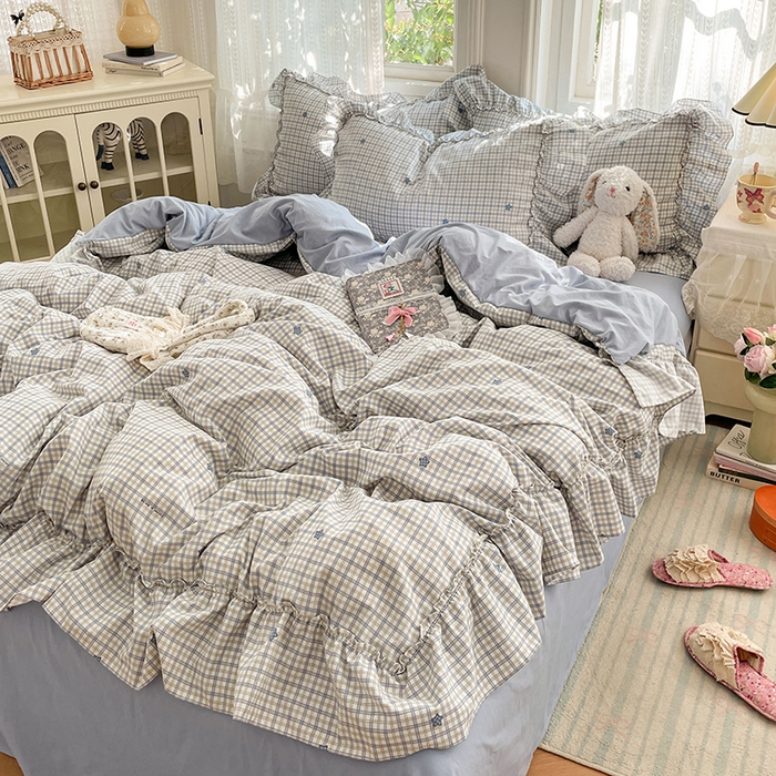 91家纺网 家纺一手货源 找家纺 （总）优尚佳生活馆 2026新款A类仿棉水洗法式工艺花边四件套