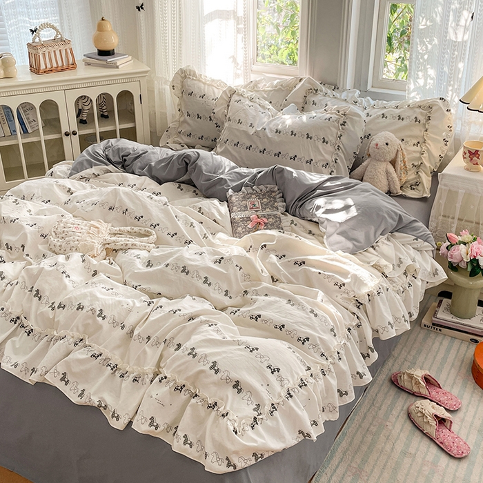 91家纺网 家纺一手货源 找家纺 （总）优尚佳生活馆 2026新款A类仿棉水洗法式工艺花边四件套