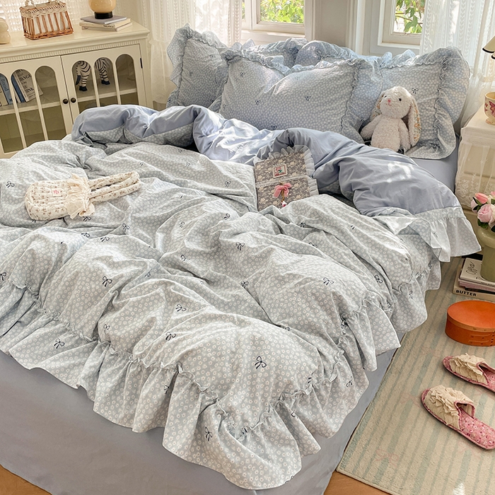 91家纺网 家纺一手货源 找家纺 （总）优尚佳生活馆 2026新款A类仿棉水洗法式工艺花边四件套