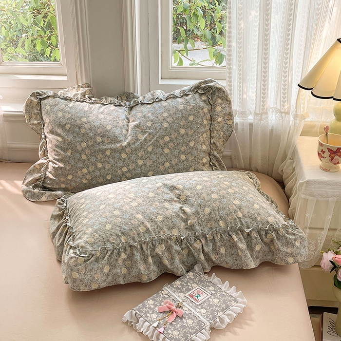 91家纺网 家纺一手货源 找家纺 优尚佳生活馆 2026新款A类仿棉水洗法式工艺花边四件套 花海