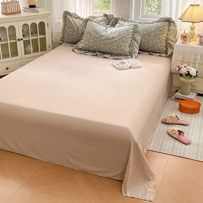 91家纺网 家纺一手货源 找家纺 优尚佳生活馆 2026新款A类仿棉水洗法式工艺花边四件套 花海