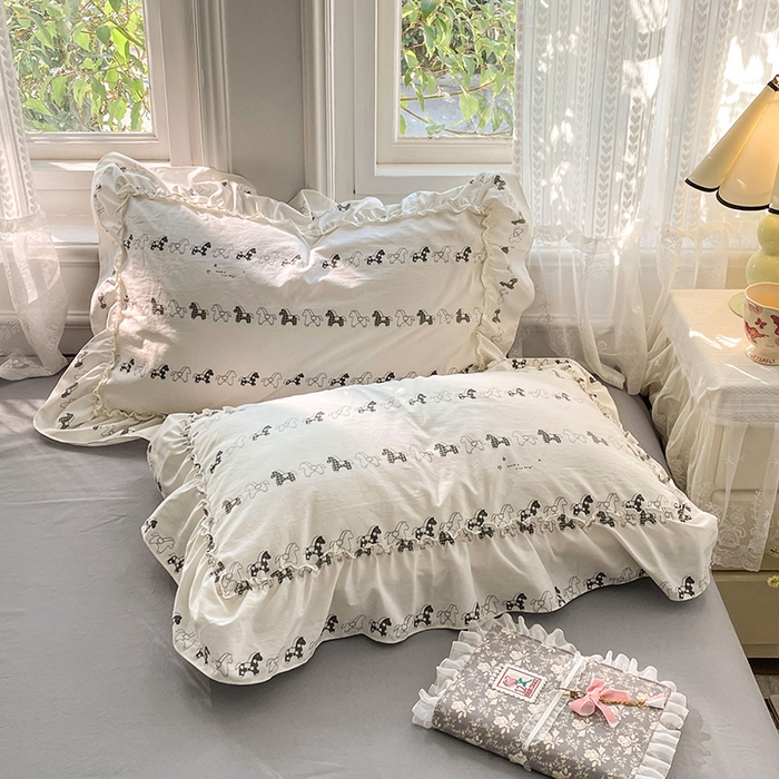 91家纺网 家纺一手货源 找家纺 优尚佳生活馆 2026新款A类仿棉水洗法式工艺花边四件套 金马转运