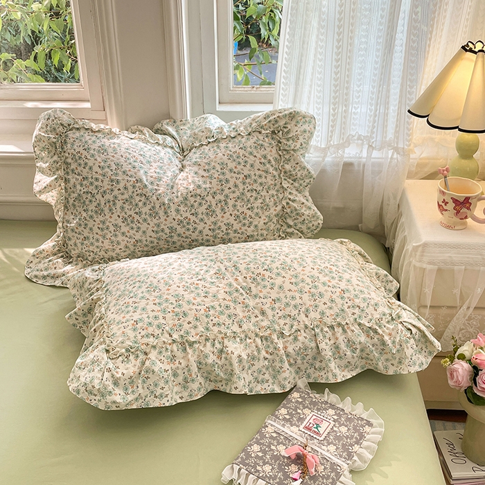 91家纺网 家纺一手货源 找家纺 优尚佳生活馆 2026新款A类仿棉水洗法式工艺花边四件套 青樱花梦