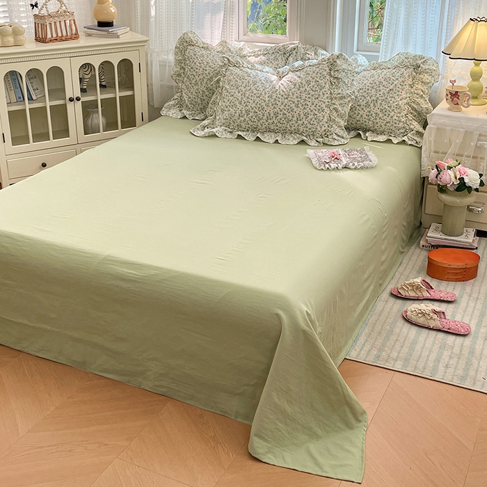 91家纺网 家纺一手货源 找家纺 优尚佳生活馆 2026新款A类仿棉水洗法式工艺花边四件套 青樱花梦