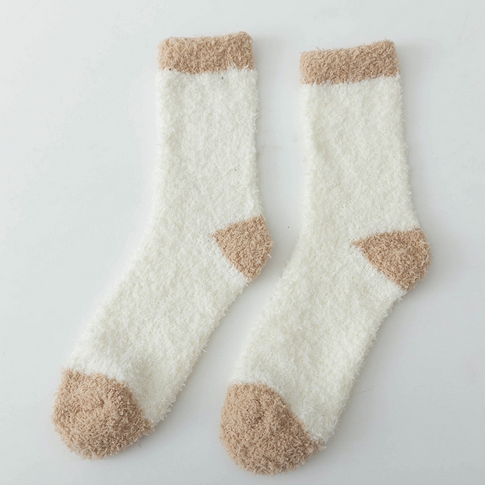 91家纺网 家纺一手货源 找家纺 良品汇馆 2026新款【女士珊瑚绒袜】珊瑚袜子女加厚保暖地板袜秋冬中筒袜女士加绒月子袜 新-白色 均码