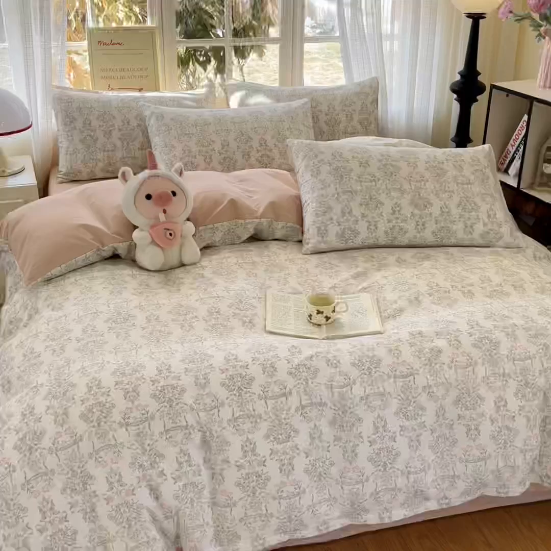 91家纺网 家纺一手货源 找家纺 （总）瑞莱 2026新款全棉印花13070花卉系列四件套