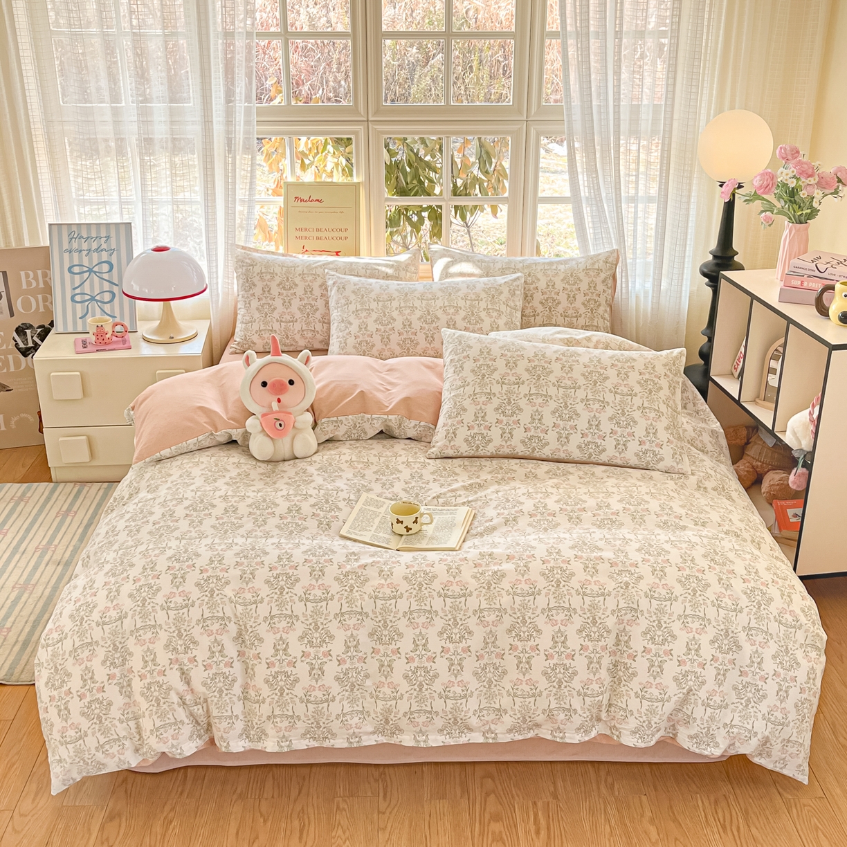 91家纺网 家纺一手货源 找家纺 （总）瑞莱 2026新款全棉印花13070花卉系列四件套