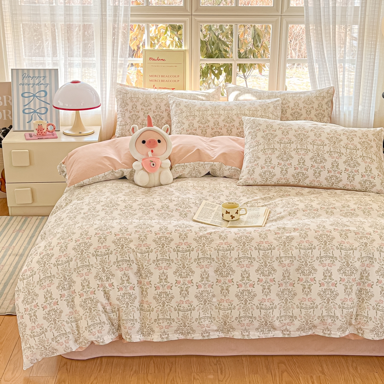 91家纺网 家纺一手货源 找家纺 （总）瑞莱 2026新款全棉印花13070花卉系列四件套