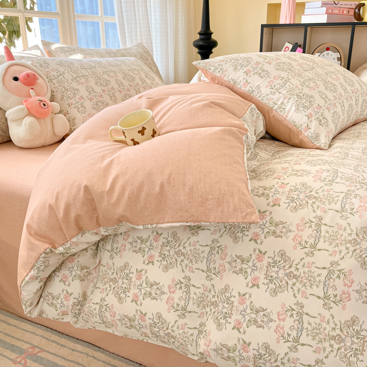 91家纺网 家纺一手货源 找家纺 （总）瑞莱 2026新款全棉印花13070花卉系列四件套