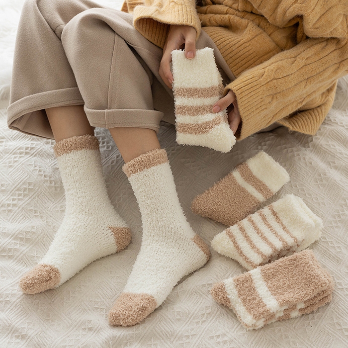 91家纺网 家纺一手货源 找家纺 【女士珊瑚绒袜】珊瑚袜子女加厚保暖地板袜秋冬中筒袜女士加绒月子袜