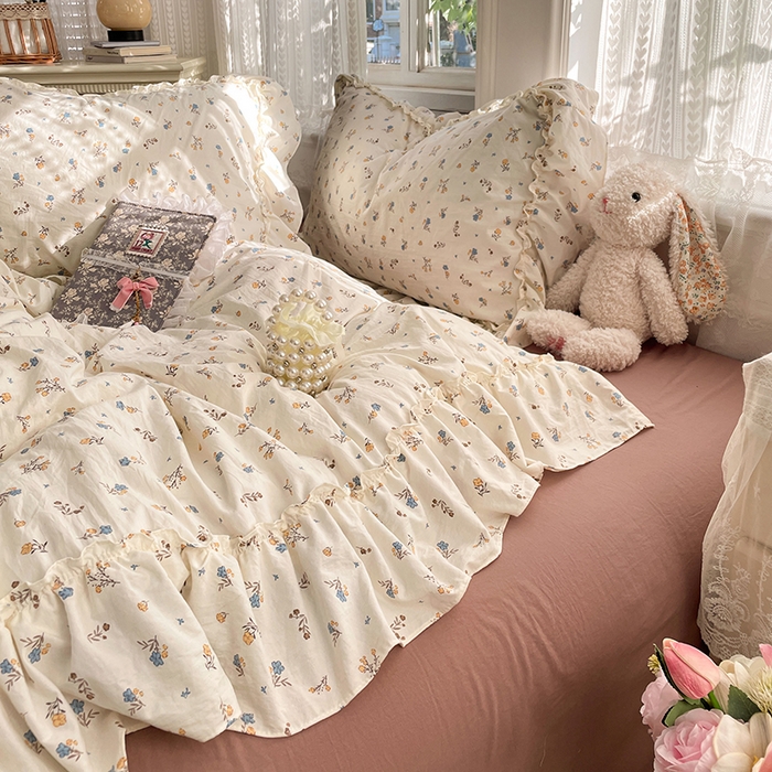 91家纺网 家纺一手货源 找家纺 优尚佳生活馆 2026新款A类仿棉水洗法式工艺花边四件套 鸳尾轻眠