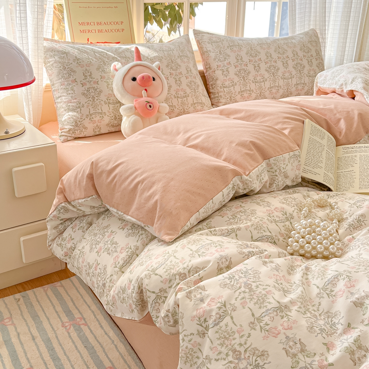 91家纺网 家纺一手货源 找家纺 瑞莱 2026新款全棉印花13070花卉系列四件套 闻花语