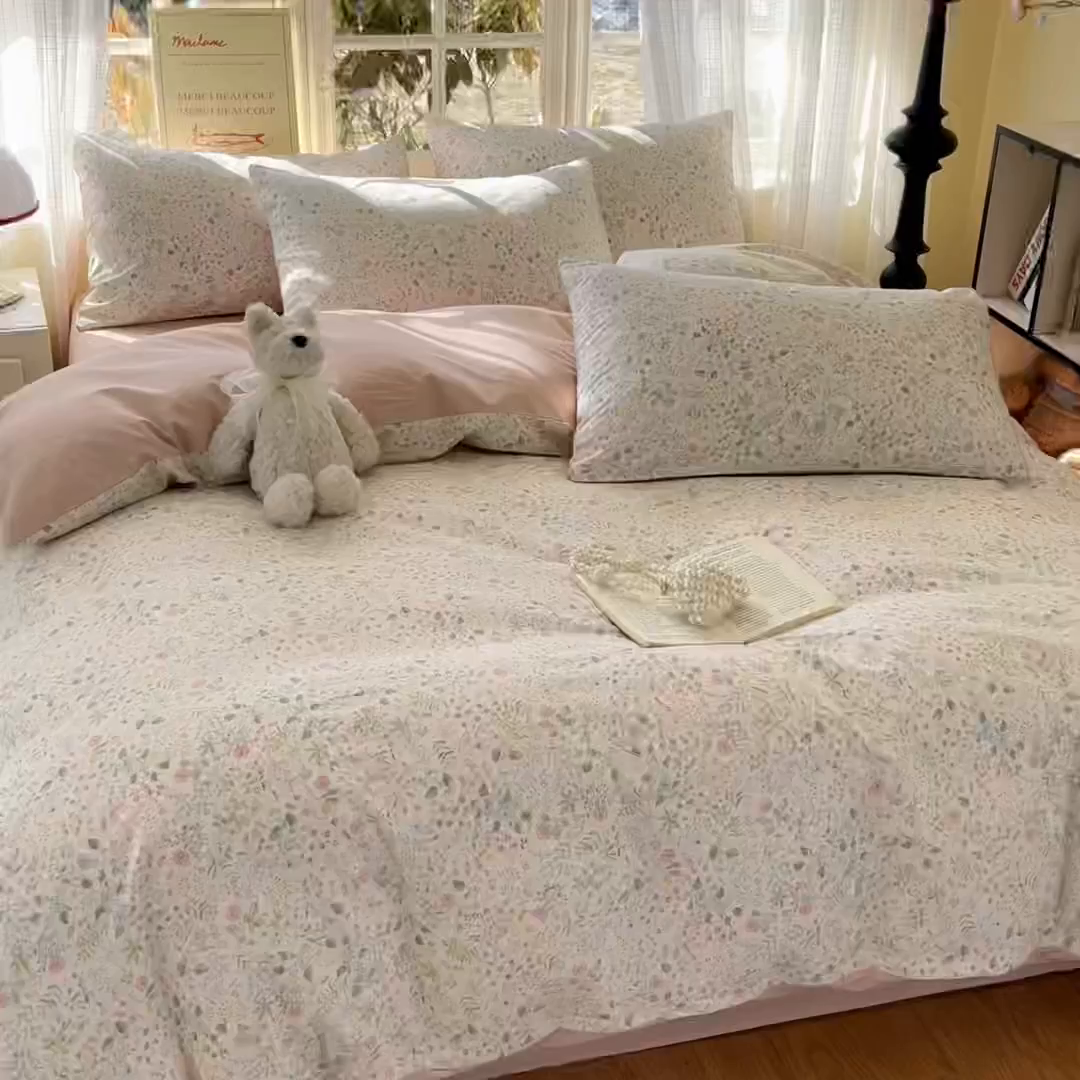 91家纺网 家纺一手货源 找家纺 瑞莱 2026新款全棉印花13070花卉系列四件套 漫漫花香