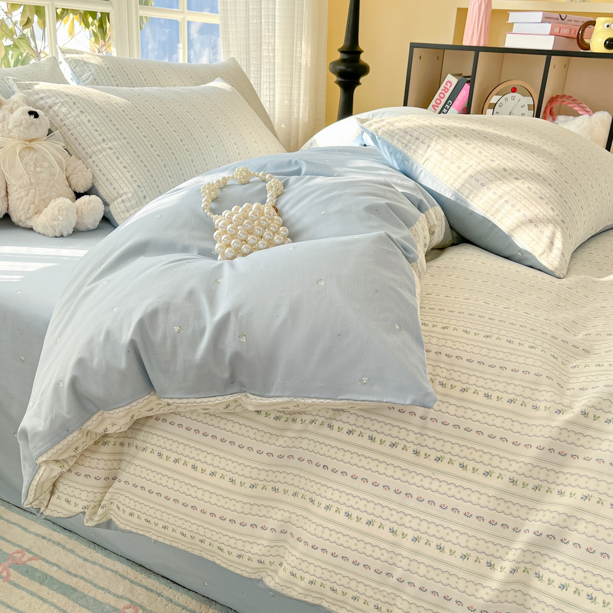 91家纺网 家纺一手货源 找家纺 瑞莱 2026新款全棉印花13070花卉系列四件套 波尔卡