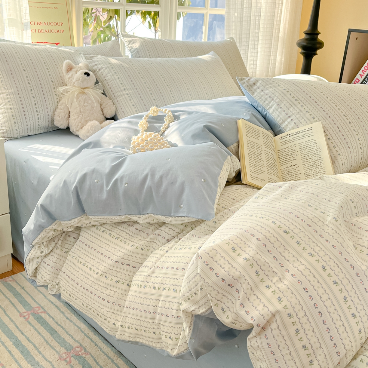 91家纺网 家纺一手货源 找家纺 瑞莱 2026新款全棉印花13070花卉系列四件套 波尔卡