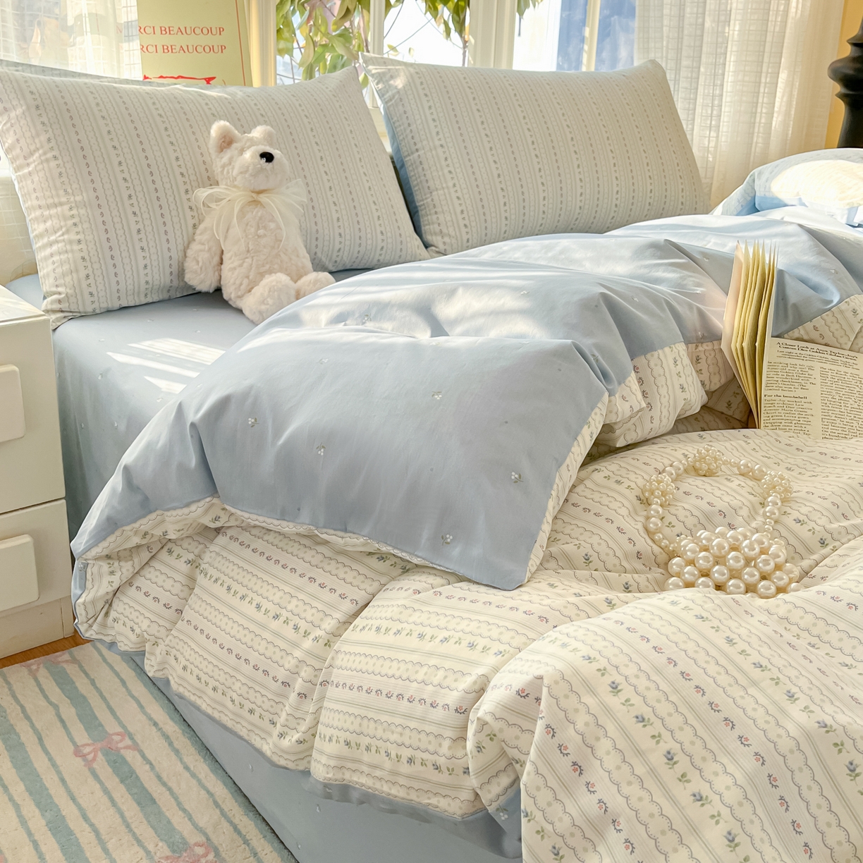 91家纺网 家纺一手货源 找家纺 瑞莱 2026新款全棉印花13070花卉系列四件套 波尔卡