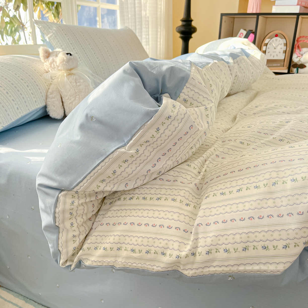 91家纺网 家纺一手货源 找家纺 瑞莱 2026新款全棉印花13070花卉系列四件套 波尔卡