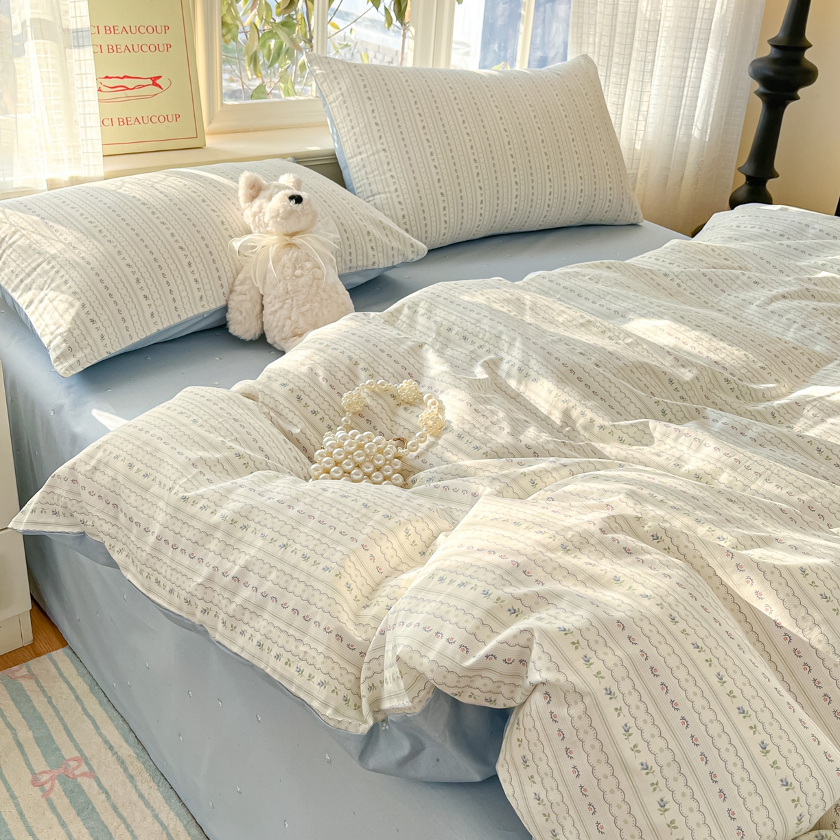 91家纺网 家纺一手货源 找家纺 瑞莱 2026新款全棉印花13070花卉系列四件套 波尔卡