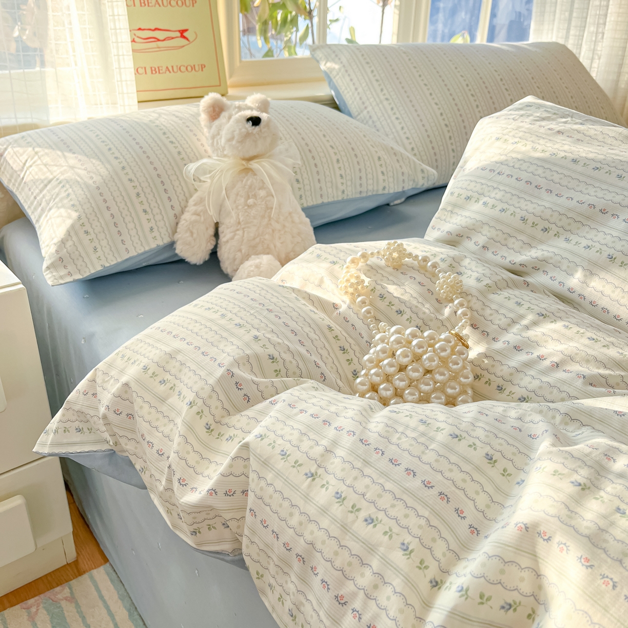 91家纺网 家纺一手货源 找家纺 瑞莱 2026新款全棉印花13070花卉系列四件套 波尔卡