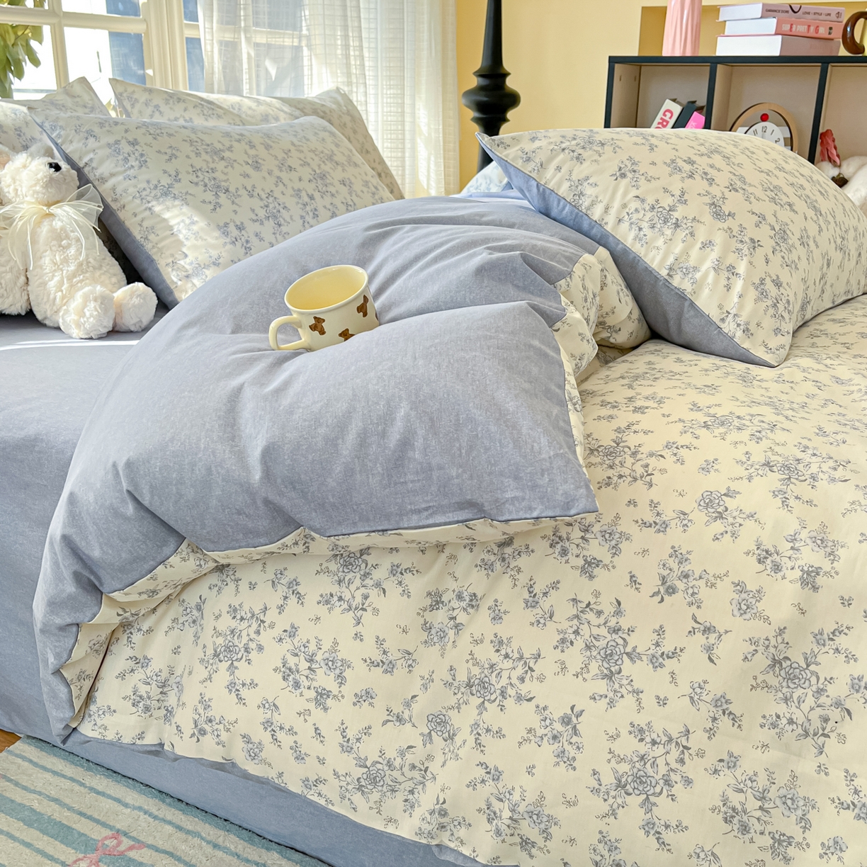 91家纺网 家纺一手货源 找家纺 瑞莱 2026新款全棉印花13070花卉系列四件套 沉香