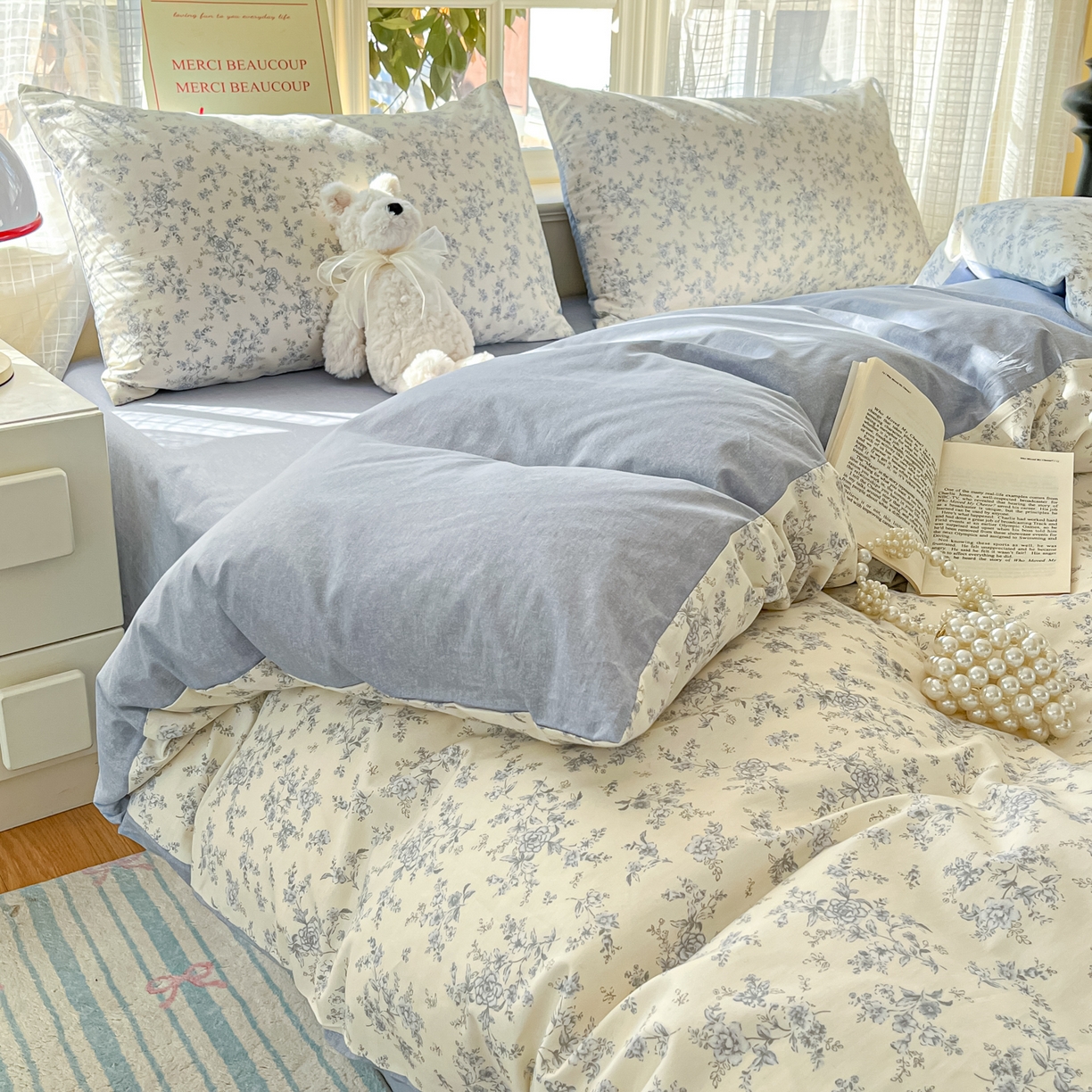 91家纺网 家纺一手货源 找家纺 瑞莱 2026新款全棉印花13070花卉系列四件套 沉香