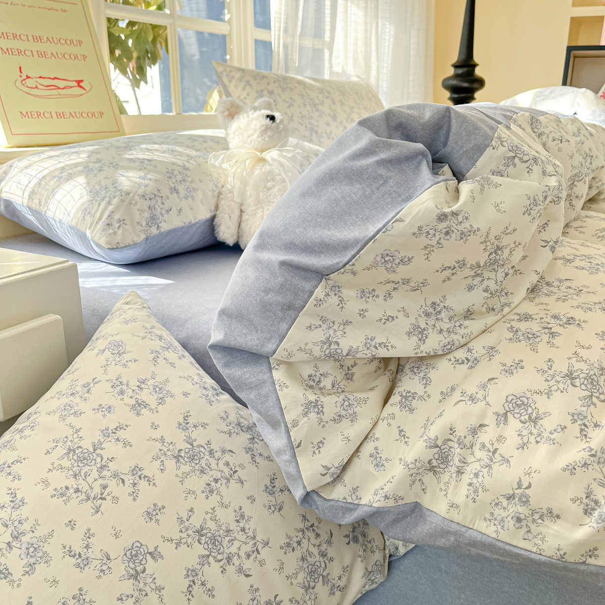 91家纺网 家纺一手货源 找家纺 瑞莱 2026新款全棉印花13070花卉系列四件套 沉香