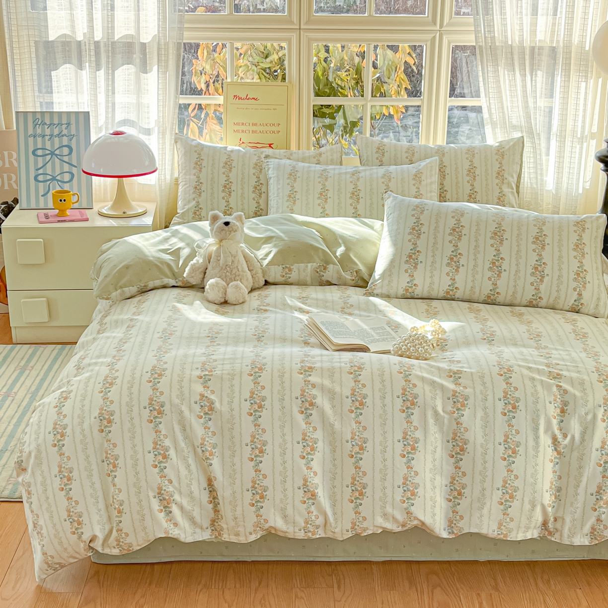 91家纺网 家纺一手货源 找家纺 瑞莱 2026新款全棉印花13070花卉系列四件套 椿茶弥香