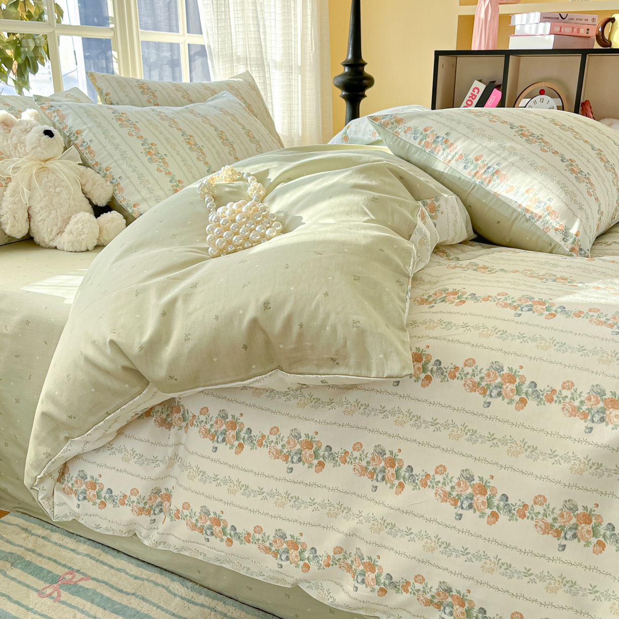 91家纺网 家纺一手货源 找家纺 瑞莱 2026新款全棉印花13070花卉系列四件套 椿茶弥香