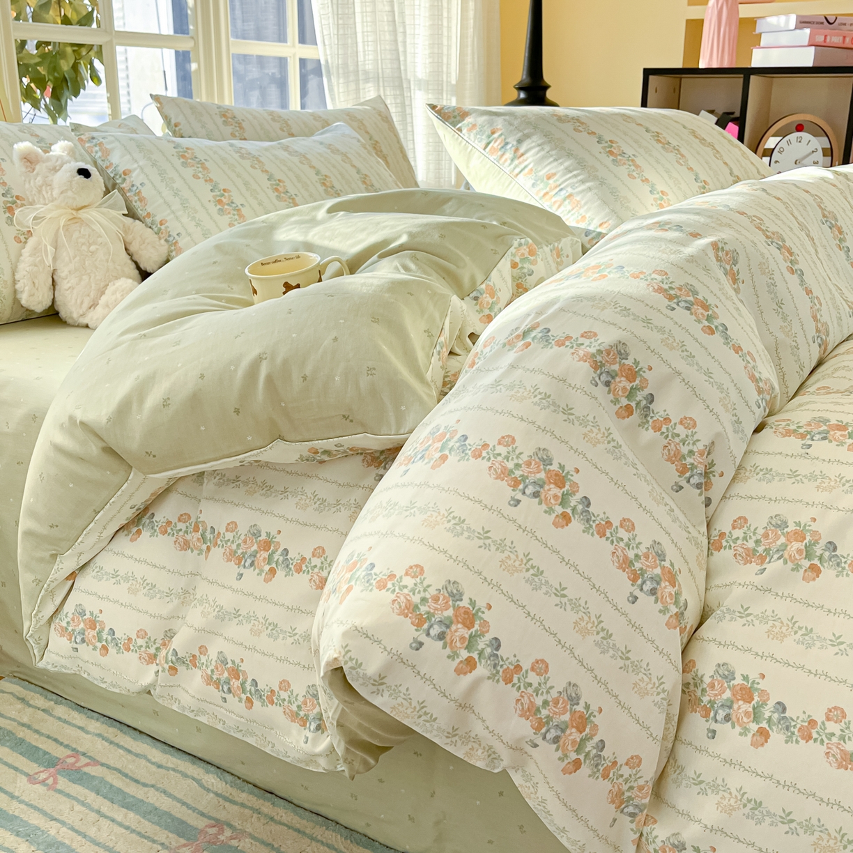 91家纺网 家纺一手货源 找家纺 瑞莱 2026新款全棉印花13070花卉系列四件套 椿茶弥香