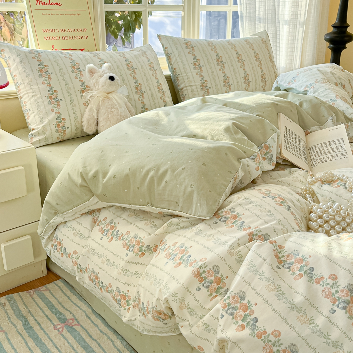 91家纺网 家纺一手货源 找家纺 瑞莱 2026新款全棉印花13070花卉系列四件套 椿茶弥香