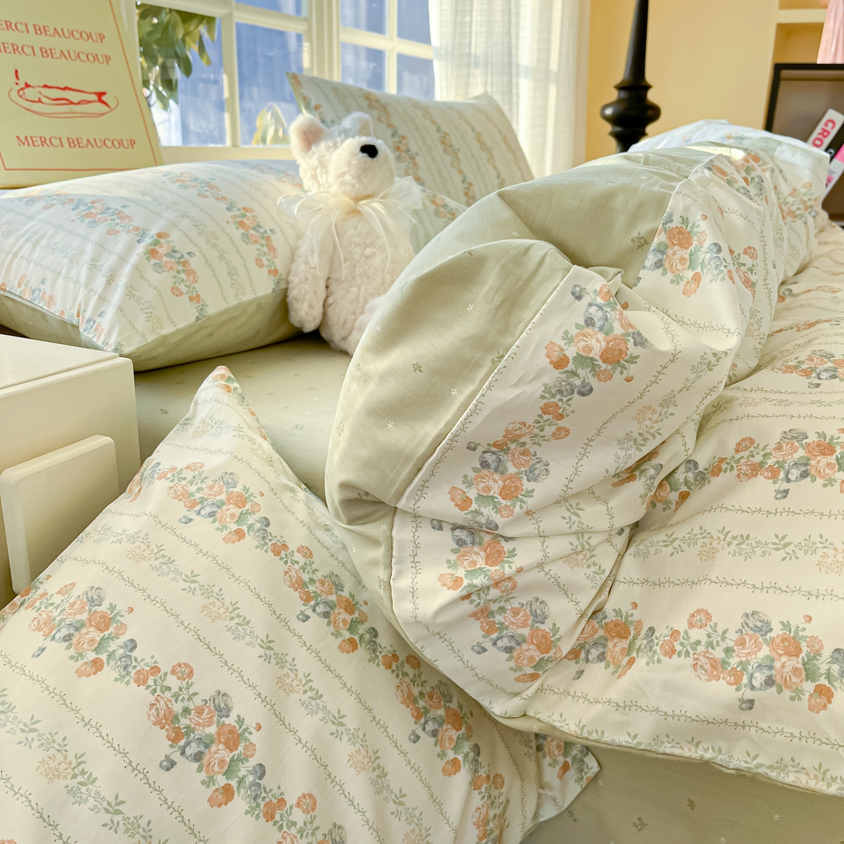 91家纺网 家纺一手货源 找家纺 瑞莱 2026新款全棉印花13070花卉系列四件套 椿茶弥香