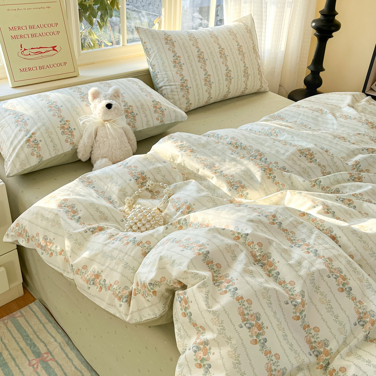 91家纺网 家纺一手货源 找家纺 瑞莱 2026新款全棉印花13070花卉系列四件套 椿茶弥香