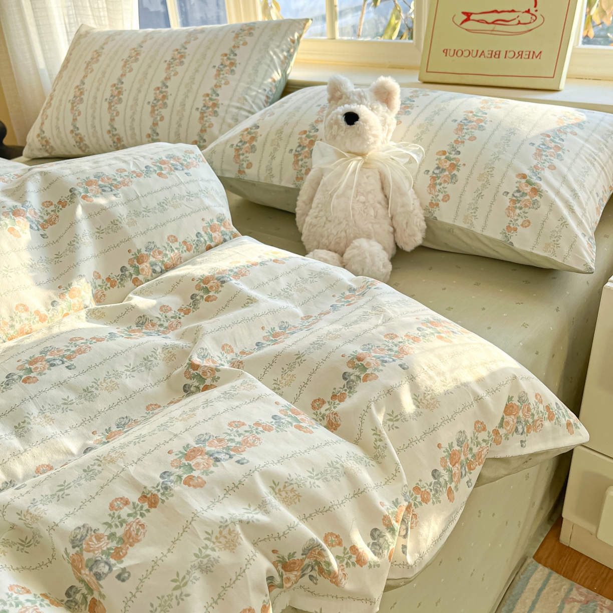 91家纺网 家纺一手货源 找家纺 瑞莱 2026新款全棉印花13070花卉系列四件套 椿茶弥香