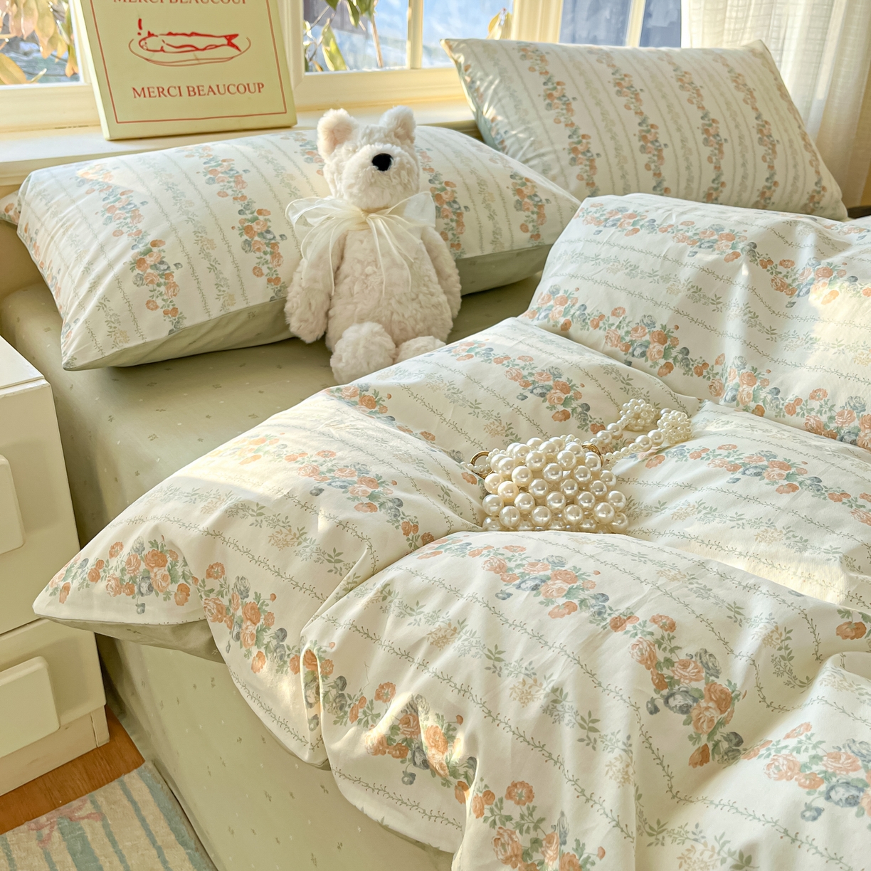 91家纺网 家纺一手货源 找家纺 瑞莱 2026新款全棉印花13070花卉系列四件套 椿茶弥香