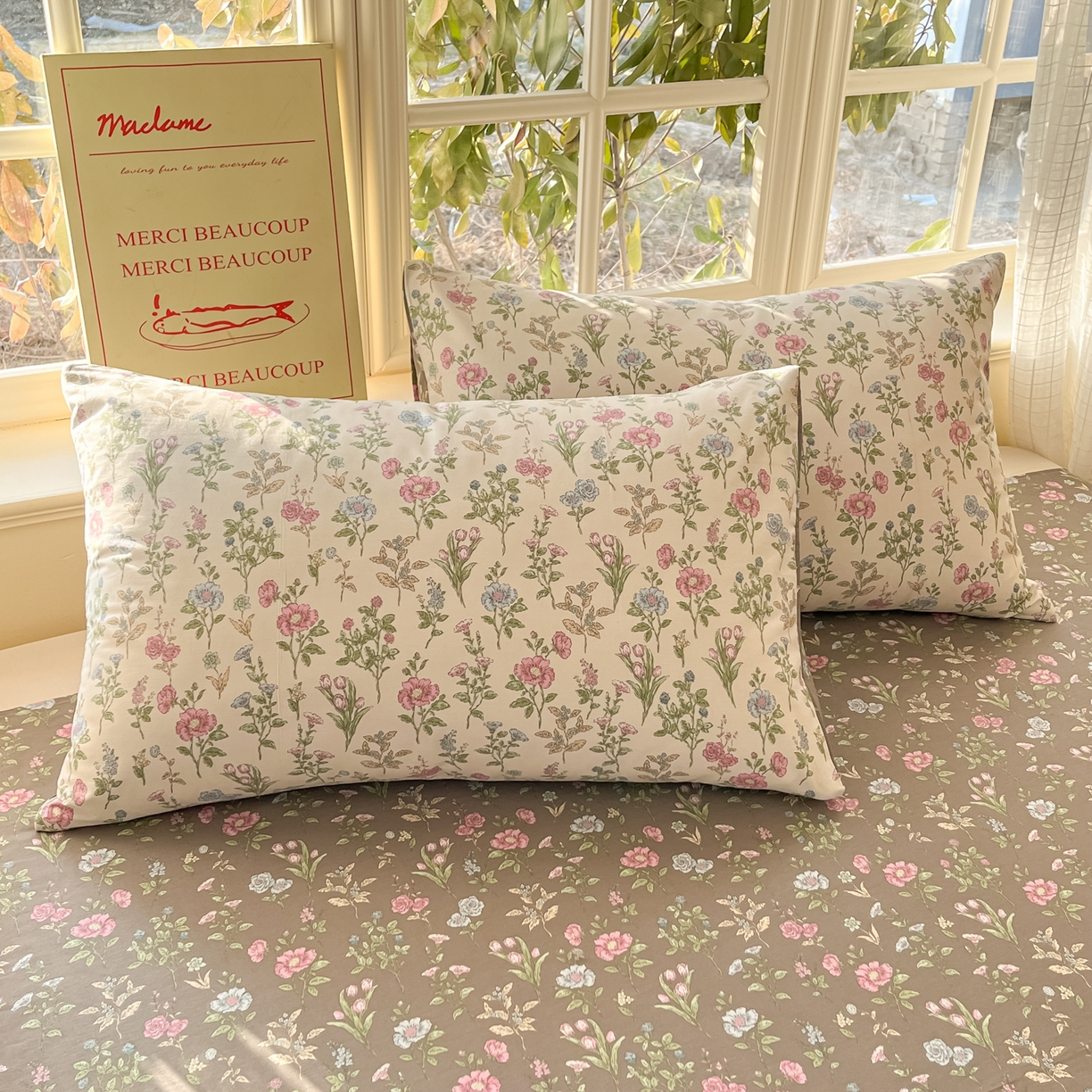 91家纺网 家纺一手货源 找家纺 瑞莱 2026新款全棉印花13070花卉系列四件套 此间春色