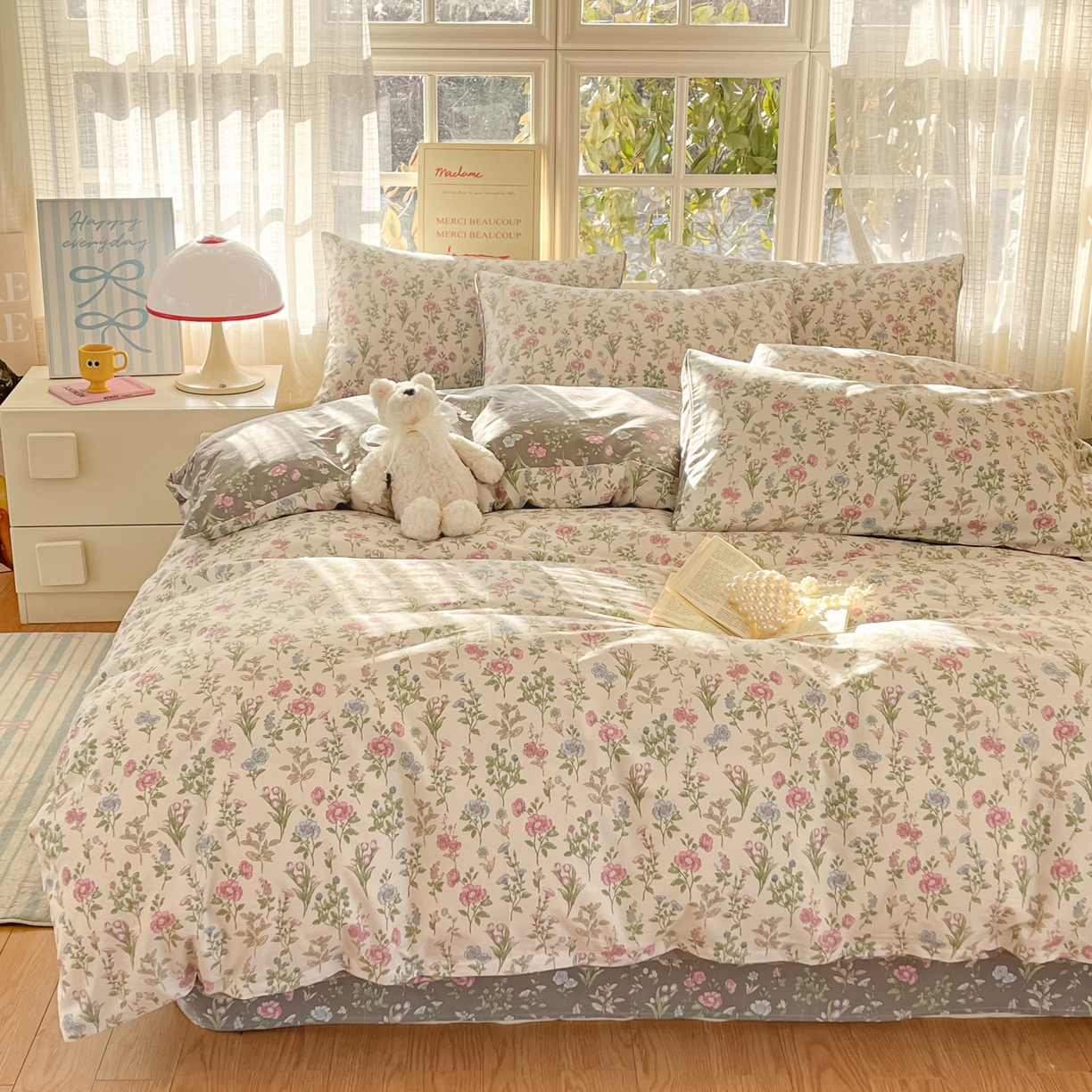 91家纺网 家纺一手货源 找家纺 瑞莱 2026新款全棉印花13070花卉系列四件套 此间春色