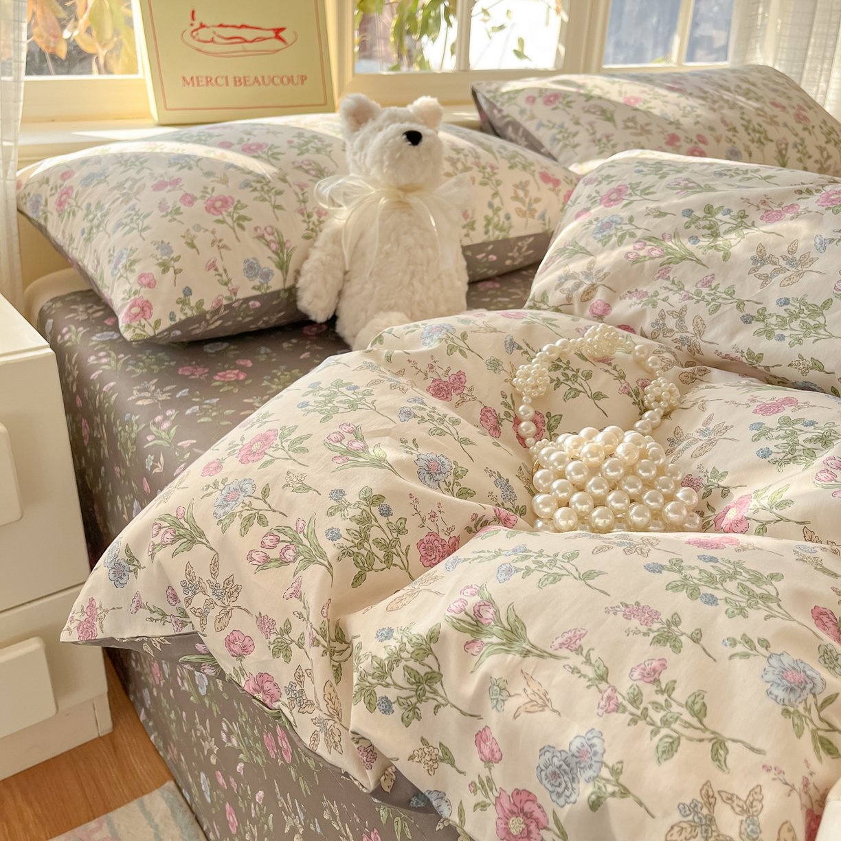 91家纺网 家纺一手货源 找家纺 瑞莱 2026新款全棉印花13070花卉系列四件套 此间春色