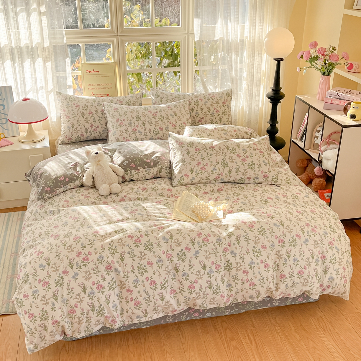 91家纺网 家纺一手货源 找家纺 瑞莱 2026新款全棉印花13070花卉系列四件套 此间春色