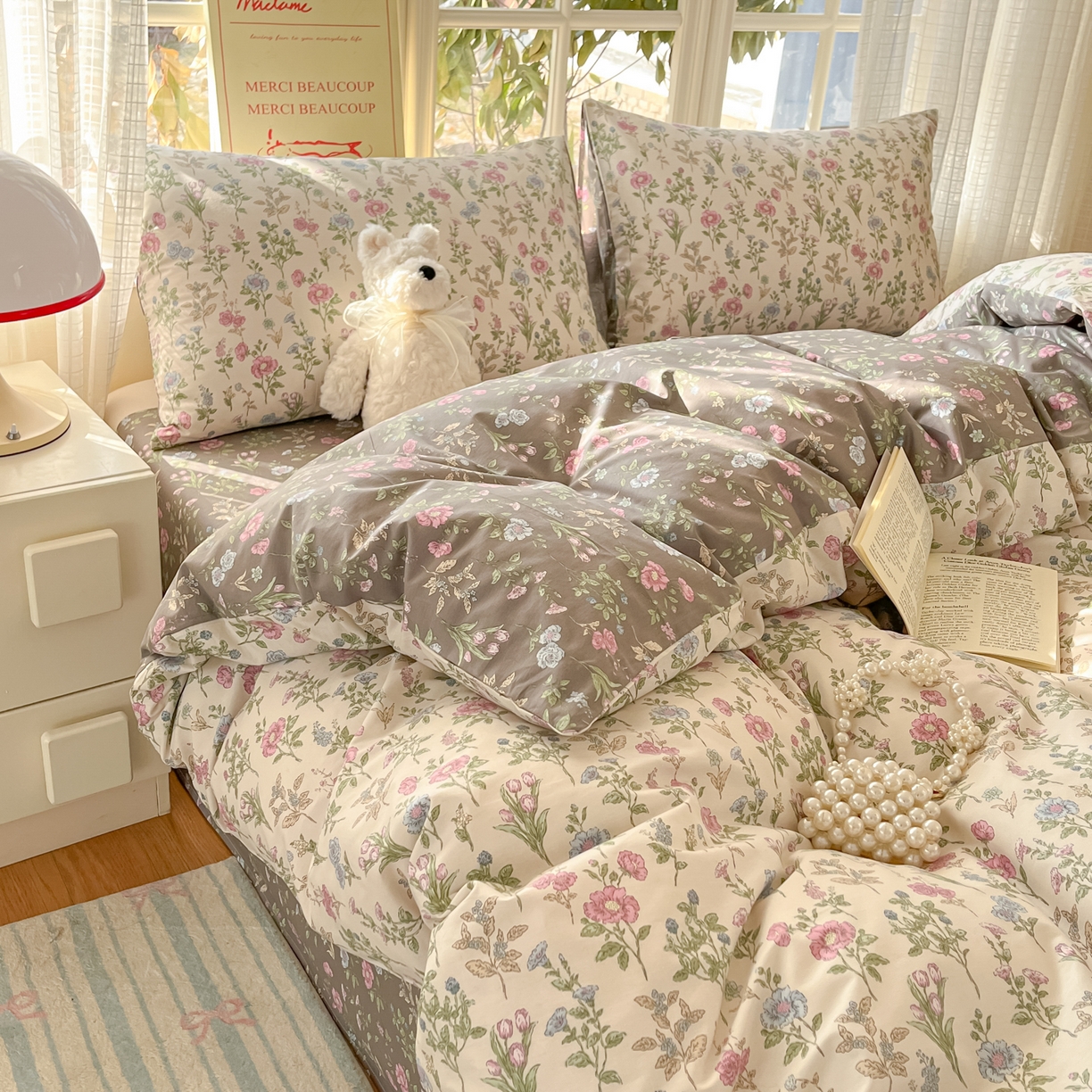 91家纺网 家纺一手货源 找家纺 瑞莱 2026新款全棉印花13070花卉系列四件套 此间春色