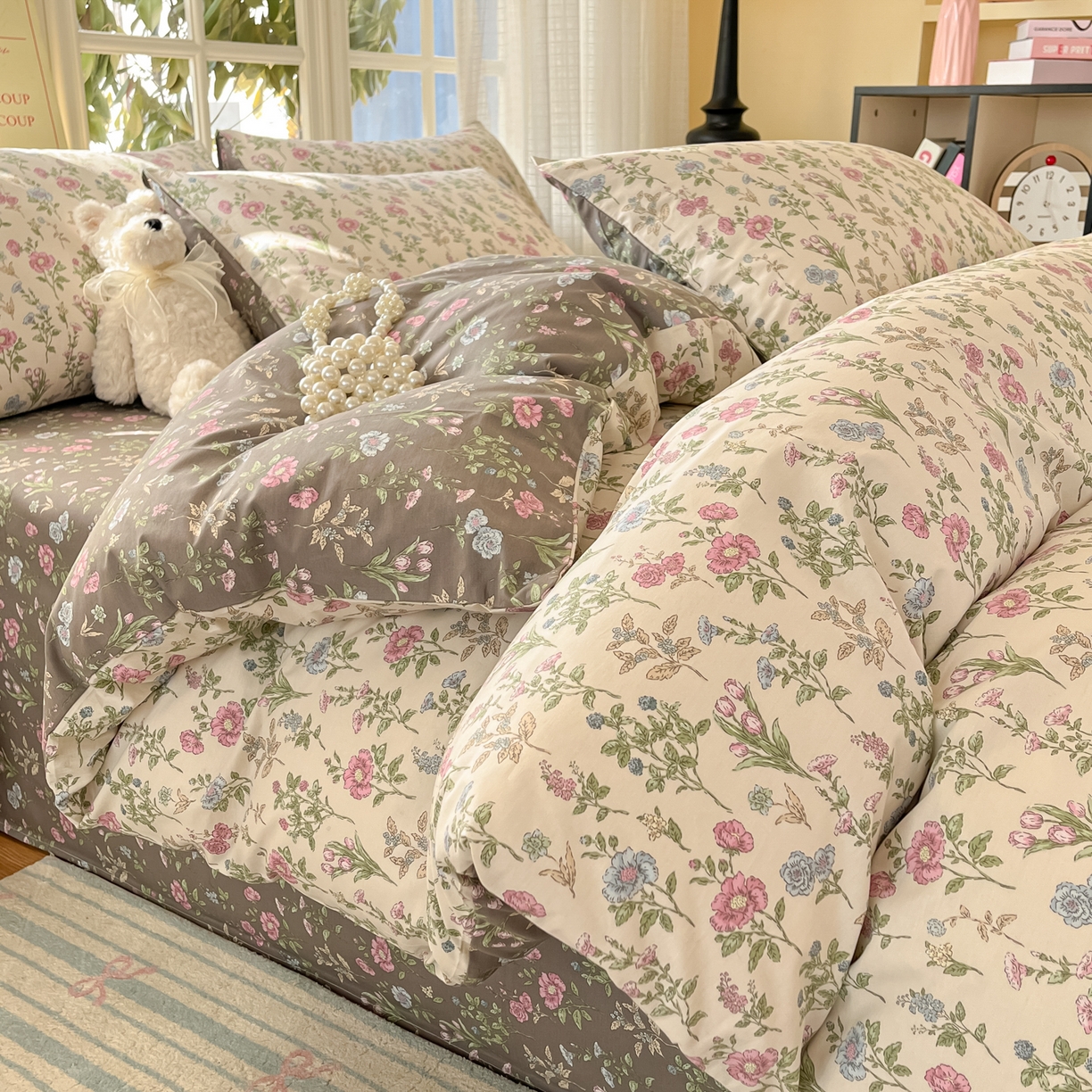 91家纺网 家纺一手货源 找家纺 瑞莱 2026新款全棉印花13070花卉系列四件套 此间春色