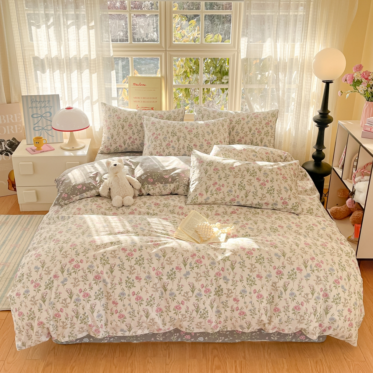 91家纺网 家纺一手货源 找家纺 瑞莱 2026新款全棉印花13070花卉系列四件套 此间春色