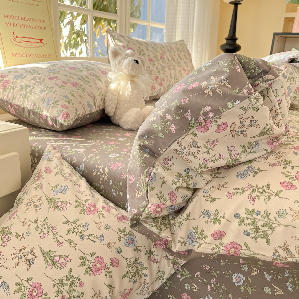 91家纺网 家纺一手货源 找家纺 瑞莱 2026新款全棉印花13070花卉系列四件套 此间春色