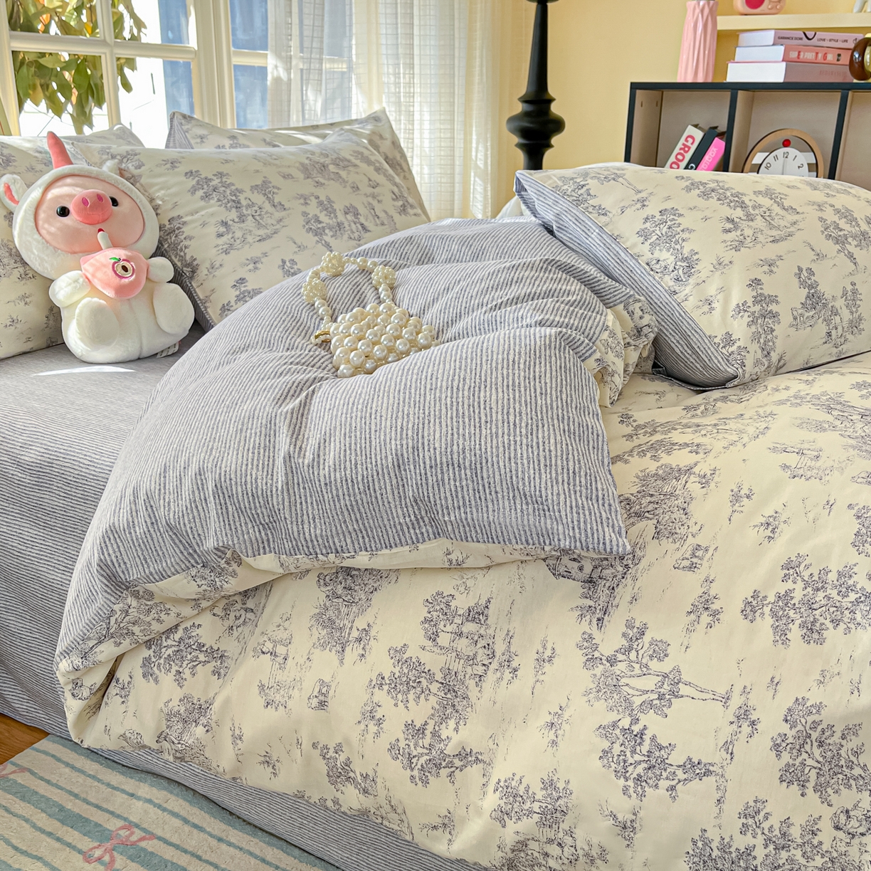 91家纺网 家纺一手货源 找家纺 瑞莱 2026新款全棉印花13070花卉系列四件套 梵夕