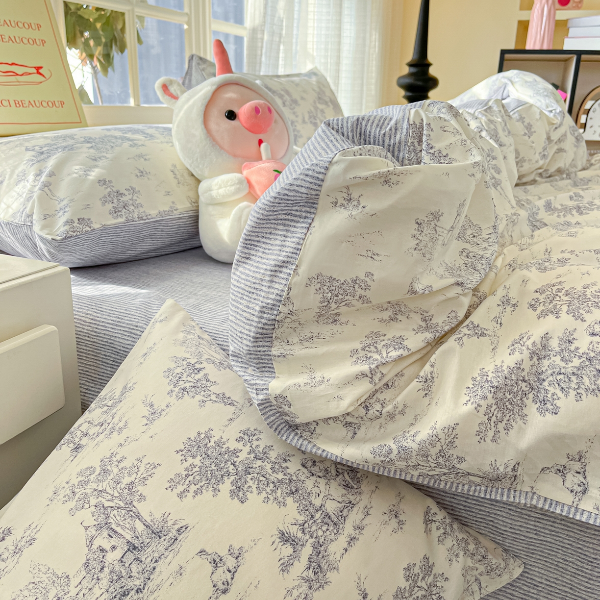 91家纺网 家纺一手货源 找家纺 瑞莱 2026新款全棉印花13070花卉系列四件套 梵夕