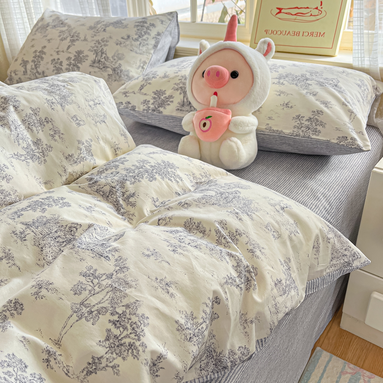 91家纺网 家纺一手货源 找家纺 瑞莱 2026新款全棉印花13070花卉系列四件套 梵夕