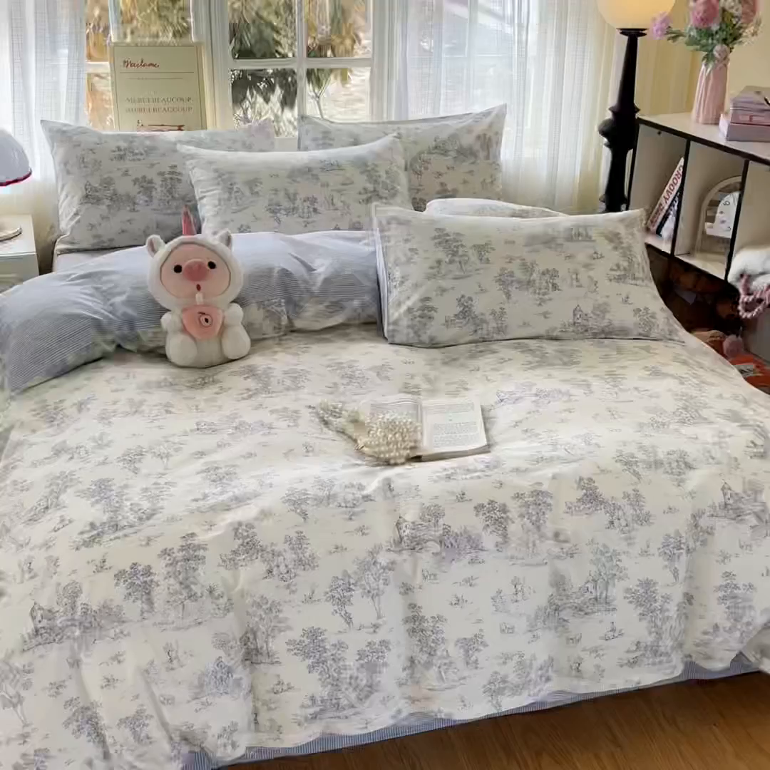 91家纺网 家纺一手货源 找家纺 瑞莱 2026新款全棉印花13070花卉系列四件套 梵夕