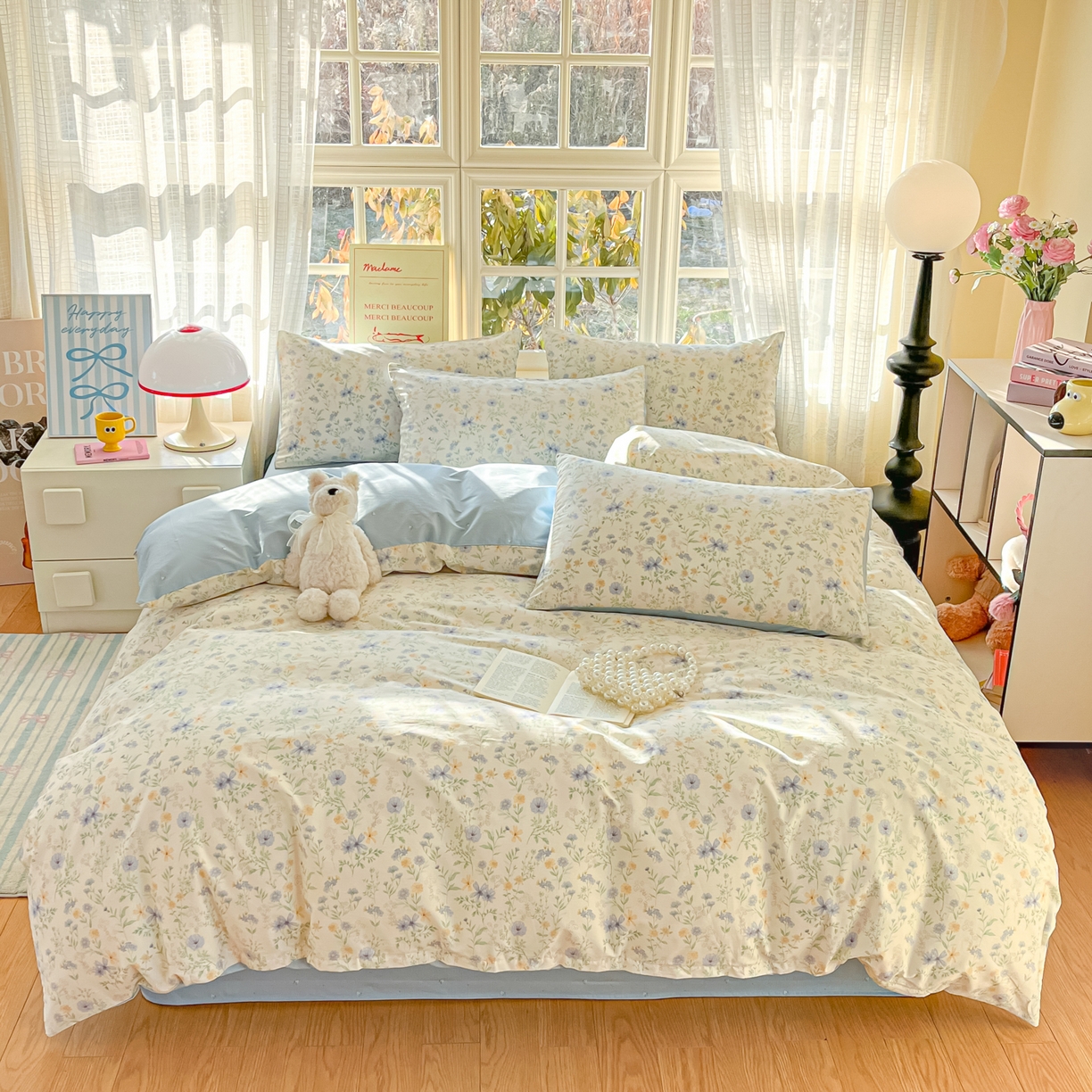 91家纺网 家纺一手货源 找家纺 瑞莱 2026新款全棉印花13070花卉系列四件套 镜花缘