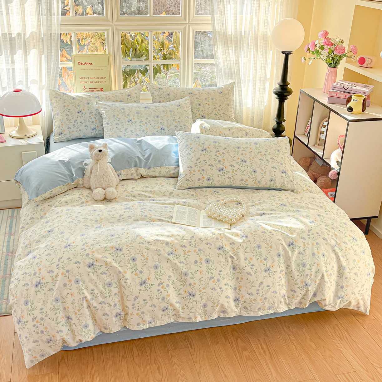 91家纺网 家纺一手货源 找家纺 瑞莱 2026新款全棉印花13070花卉系列四件套 镜花缘