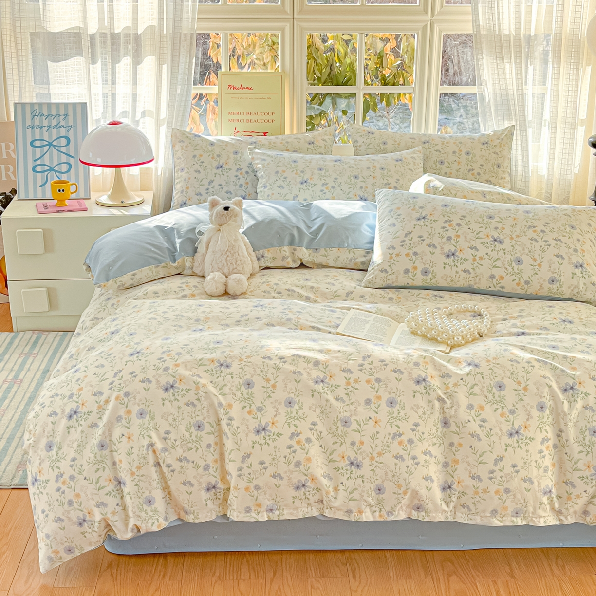 91家纺网 家纺一手货源 找家纺 瑞莱 2026新款全棉印花13070花卉系列四件套 镜花缘