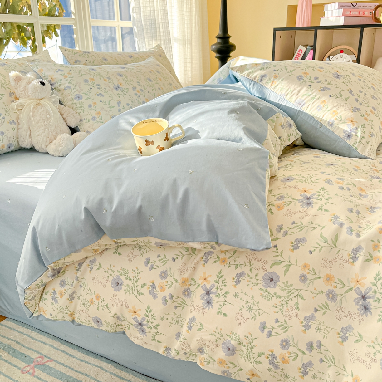 91家纺网 家纺一手货源 找家纺 瑞莱 2026新款全棉印花13070花卉系列四件套 镜花缘